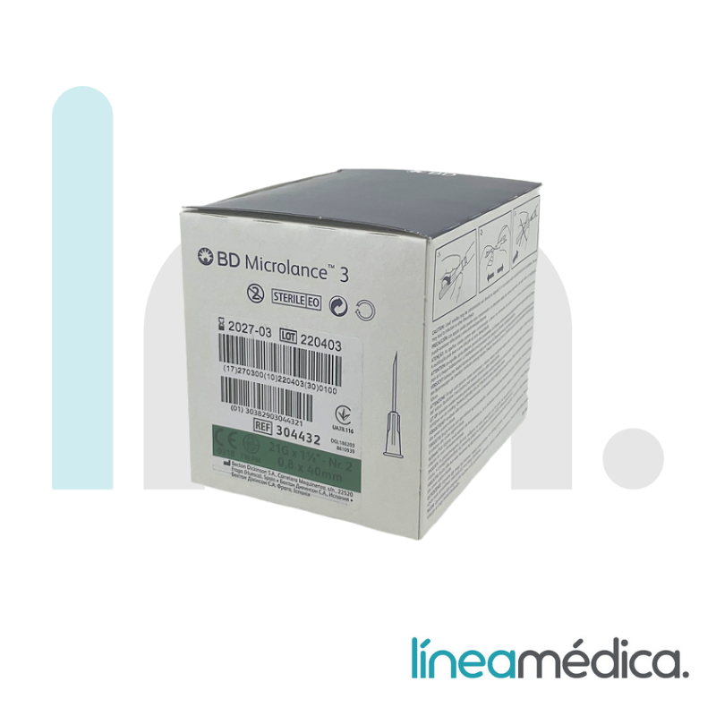 AGUJA 21G 0,8X40 C/100 VERDE (sol-m)