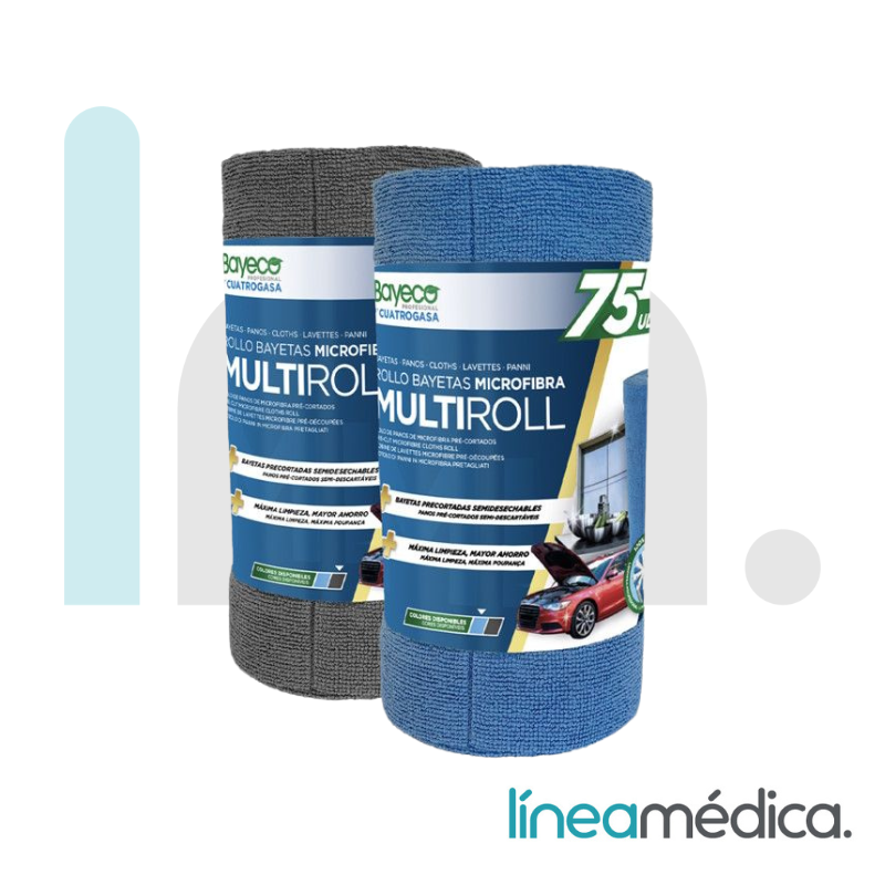BAYETA ROLLO MICROFIBRA MULTIROLL AZUL (75 serv) BAYECO C/ 6 ROLLOS