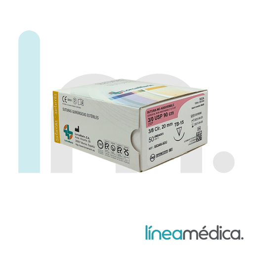 [55346] SEDA TRENZADA AGUJA TB-15 3/0 C/50 UDS