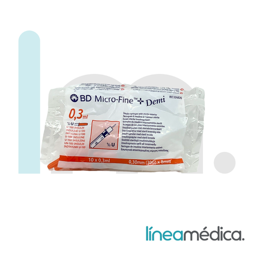 [324826] JERINGA MICROFINE  0,3ML 30G 8mm B/10 UDS