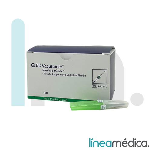 [360212] AGUJA VACUTAINER 0,8X25 21G C/100 VERDE