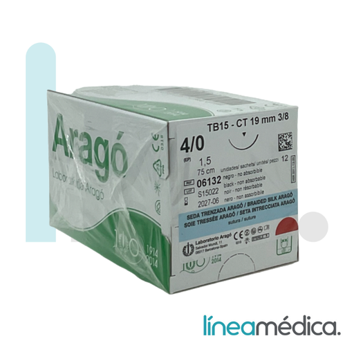 [6132] SEDA NEGRA 4/0 TB-15 (ARAGO) C/ 12 UND
