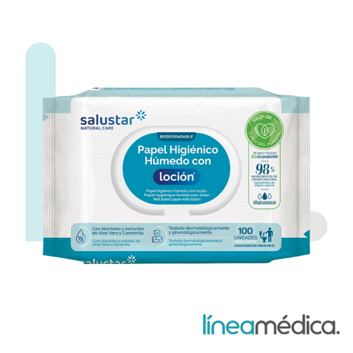 TOALLITAS HUMEDAS BIODEGRADABLES SALUSTAR CON LOCION 100UDS